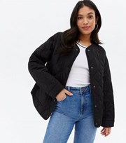 New Look Petite Black Quilted Bomber Jacket